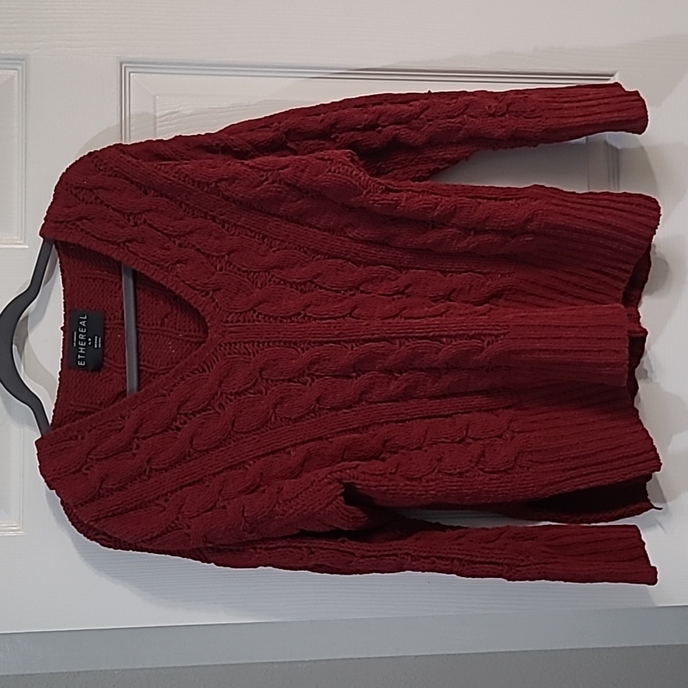 Dark red chunky knit sweater
